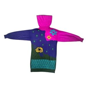 VTG Plain Jane by Sweet Baby Jane Purple, Pink and Green Knit Sweater Dress Sz M